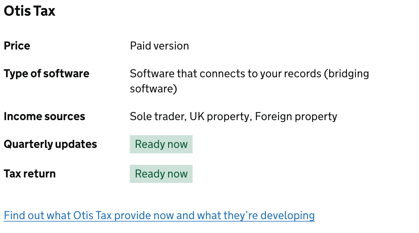 HMRC finder tool final results showing Otis